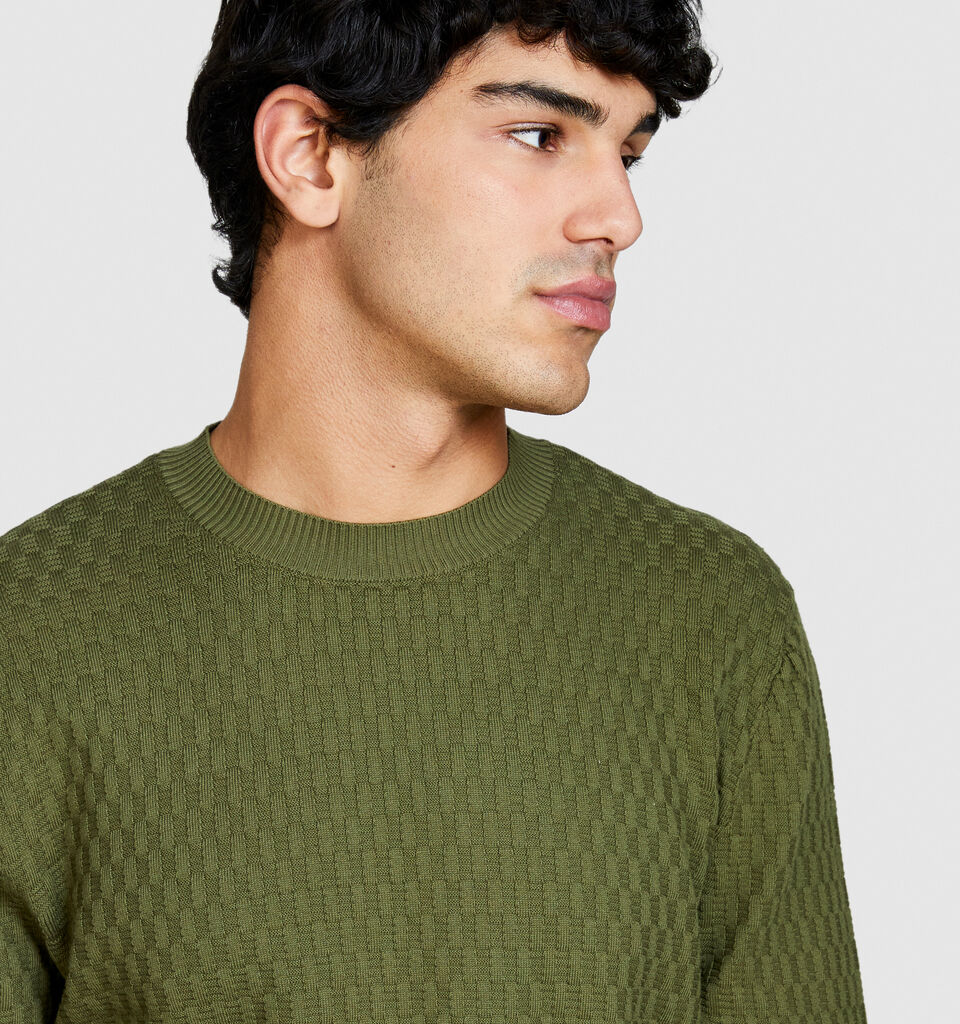 Solid colored sweater - men's crew neck sweaters - Military Green | Sisley image number 5
